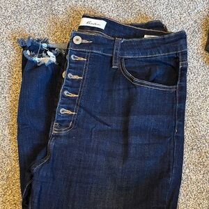 KanCan Dark Blue High Rise Button-Fly Jeans
